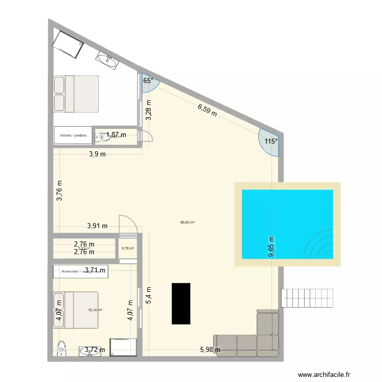 plan maison 4. Plan de 5 Pièces et 101 m²