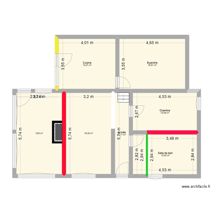 Ecotais. Plan de 7 pièces et 98 m2