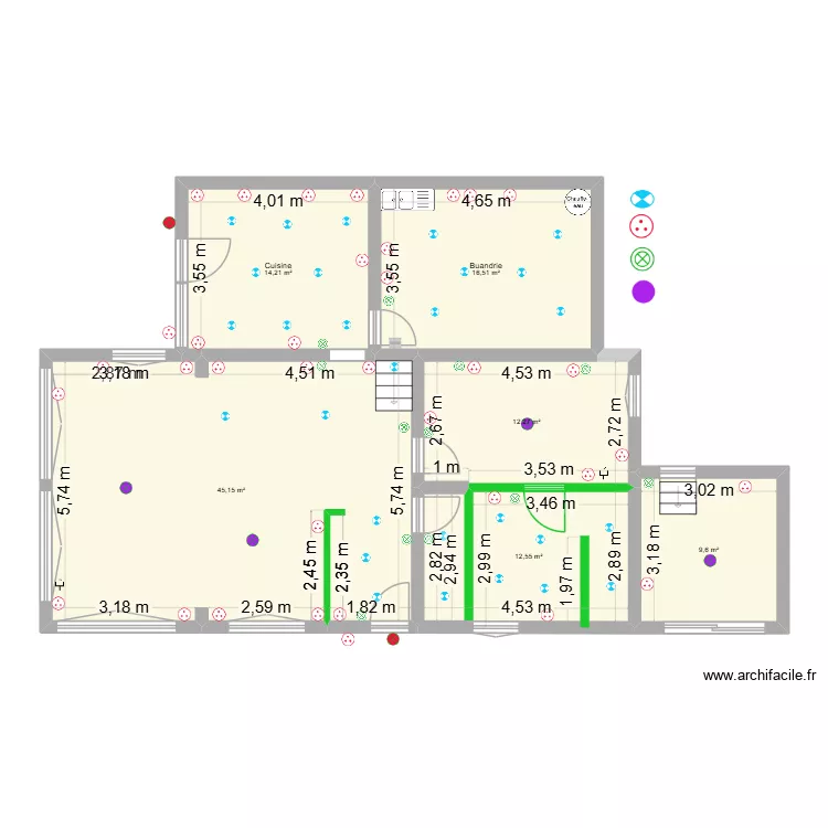 Ecotais. Plan de 6  et 110 m²