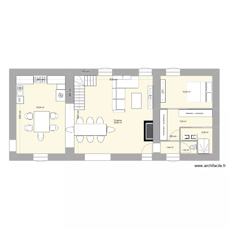 Maison Luant Enzo meubl&eacute;. Plan de 
