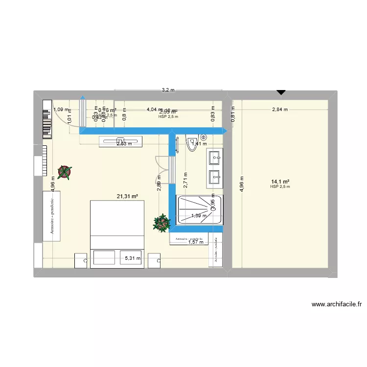 Etage maison didi sdb sans fenêtres. Plan de 4 et 39 m² Etage maison didi sdb sans fenêtres. Plan de 4 et 39 m²