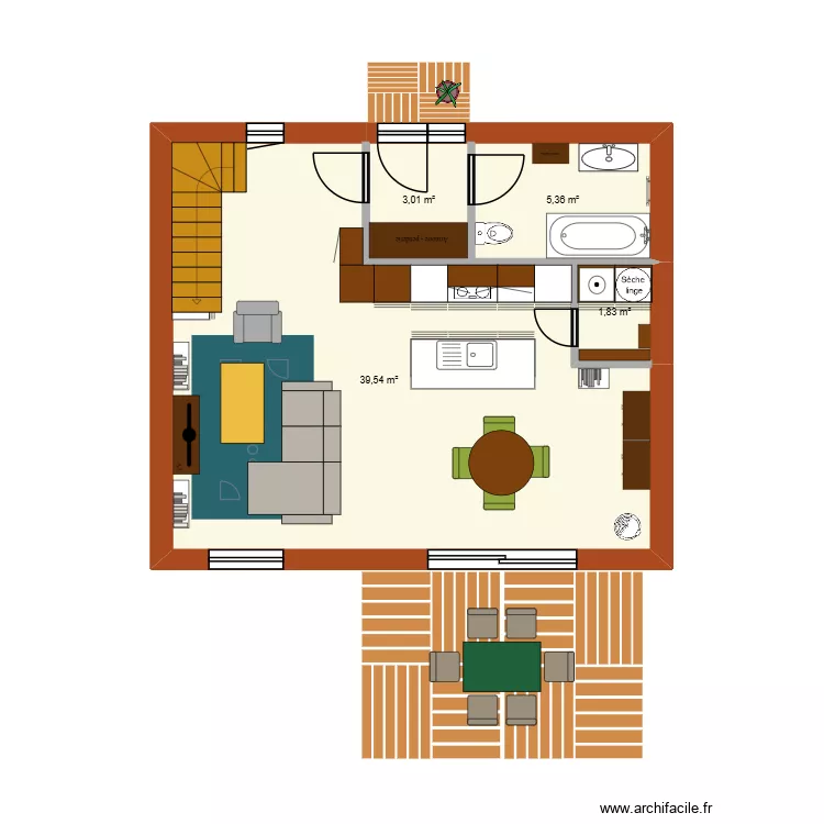 Mini House. Plan de 4  et 50 m²