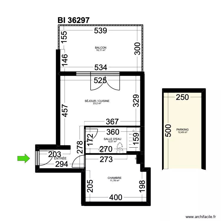 BI 36297. Plan de 9  et 70 m²