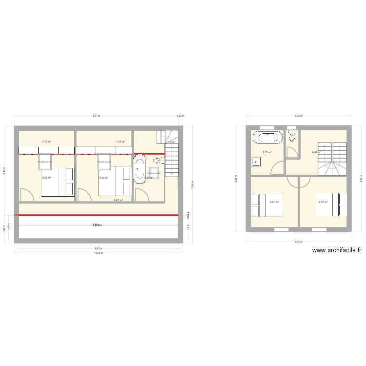 projet 2. Plan de 11 pièces et 80 m2