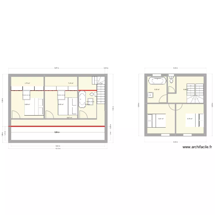 projet 2. Plan de 11  et 80 m²