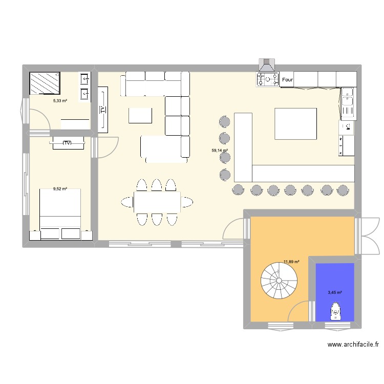maison bere. Plan de 5 pièces et 89 m2