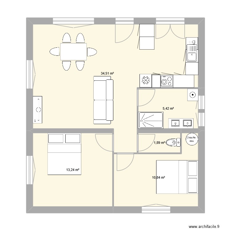 maison laurada 1er etage. Plan de 5 pièces et 66 m2