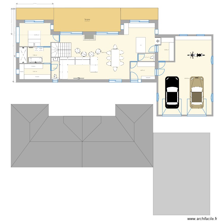 Projet maison à construire. Plan de 21 pièces et 300 m2