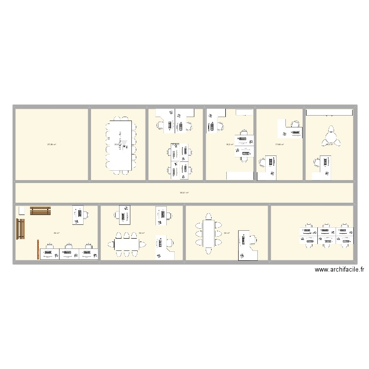 Bureau Dixstone. Plan de 11 pièces et 256 m2
