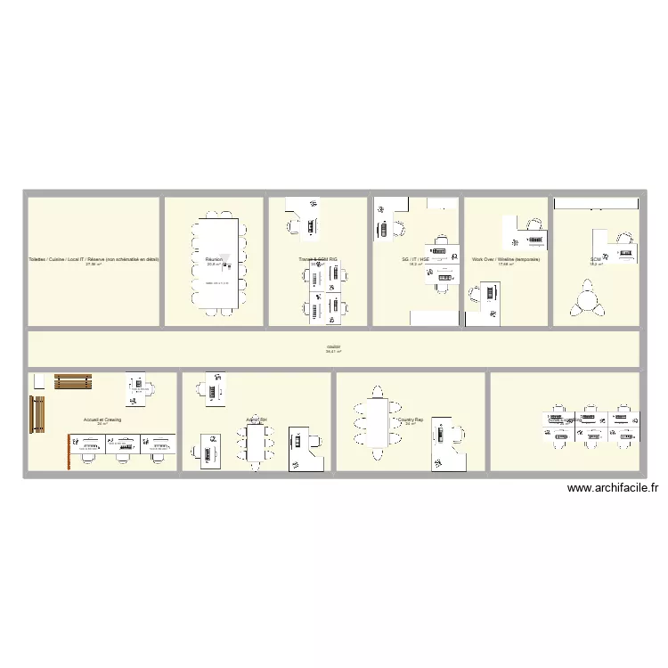 Bureau Dixstone. Plan de 11 pièces et 256 m²