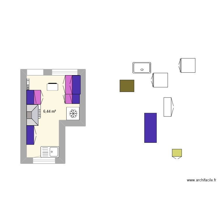 Cuisine EVIER ACTUEL 03/06/25 (test). Plan de 1 pièce et 6 m2