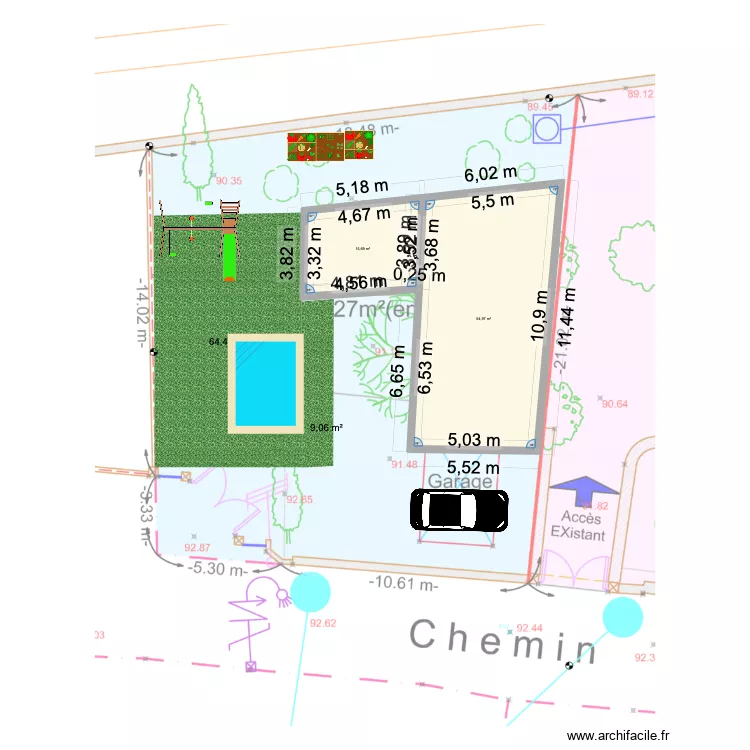 Maison Lamp&egrave;ze R+1 garage OUEST. Plan de 