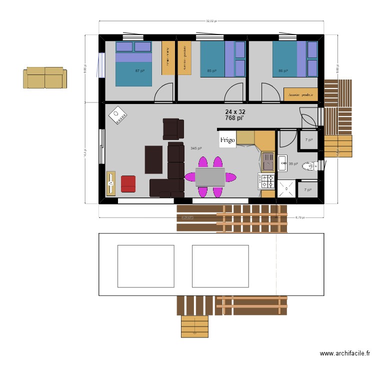 chalet 13. Plan de 7 pièces et 61 m2