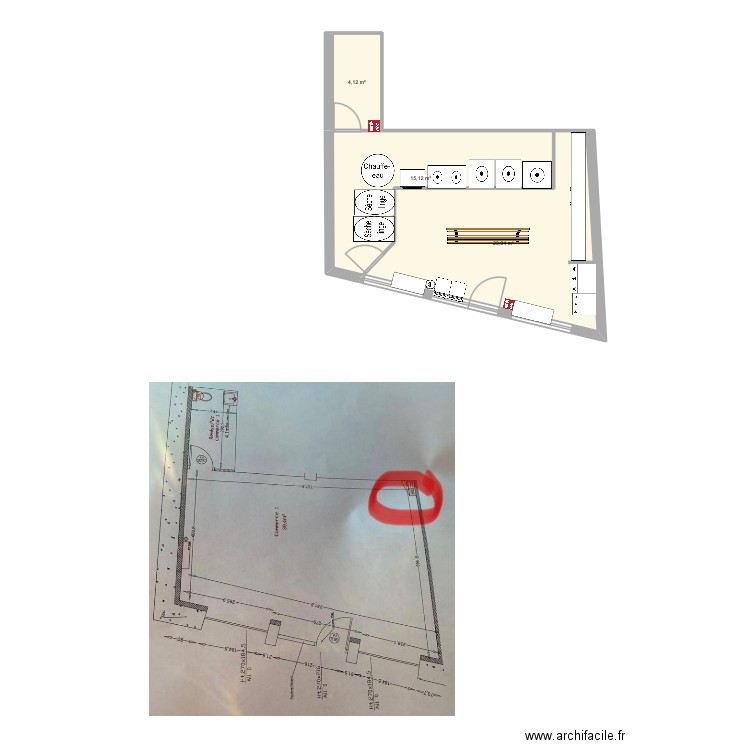 Laverie- Saint Agne V2. Plan de 3 pièces et 42 m2