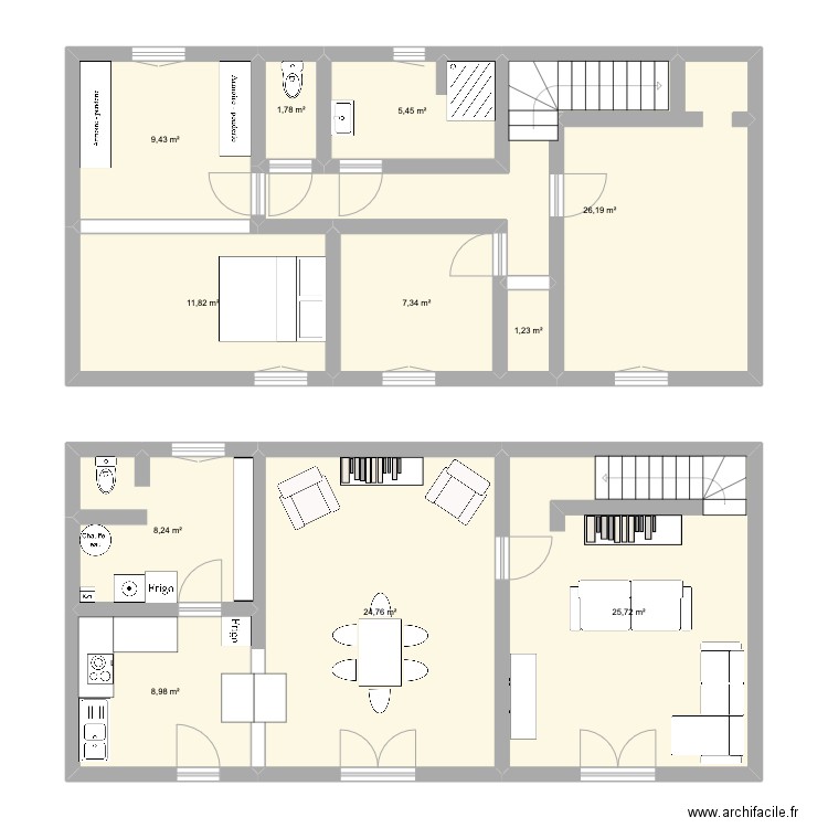 Réno Maison St-Rémy. Plan de 11 pièces et 131 m2