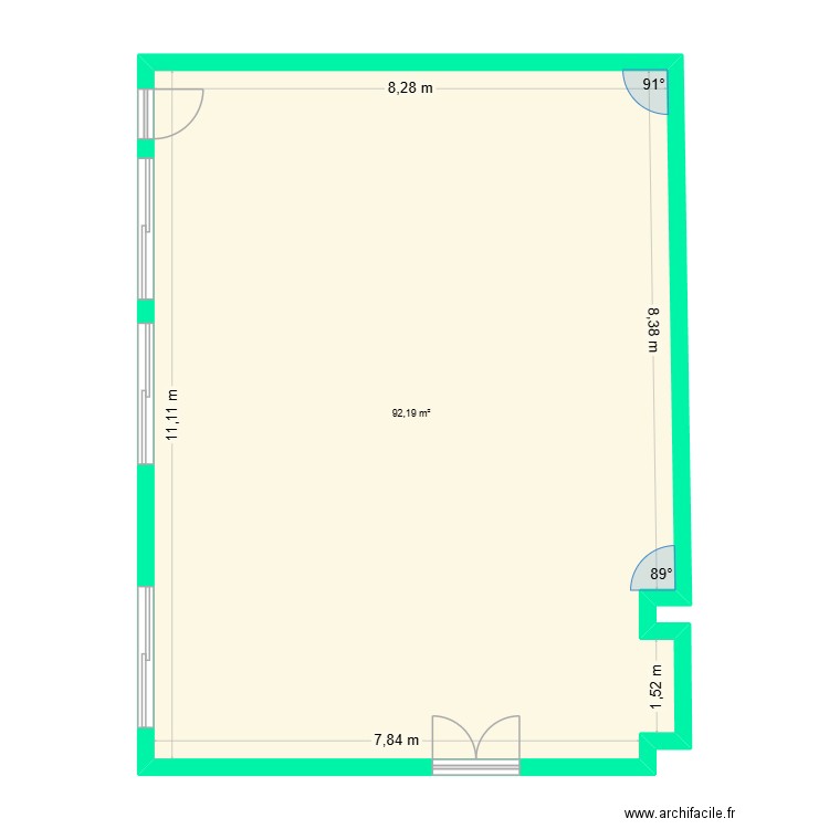 clement. Plan de 1 pièce et 92 m2