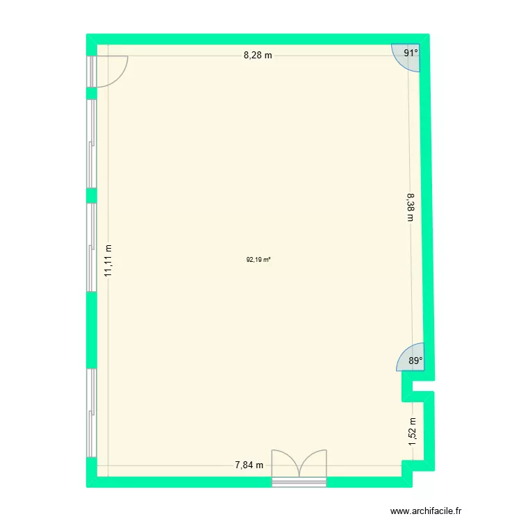 clement. Plan de 1 pièce et 92 m²