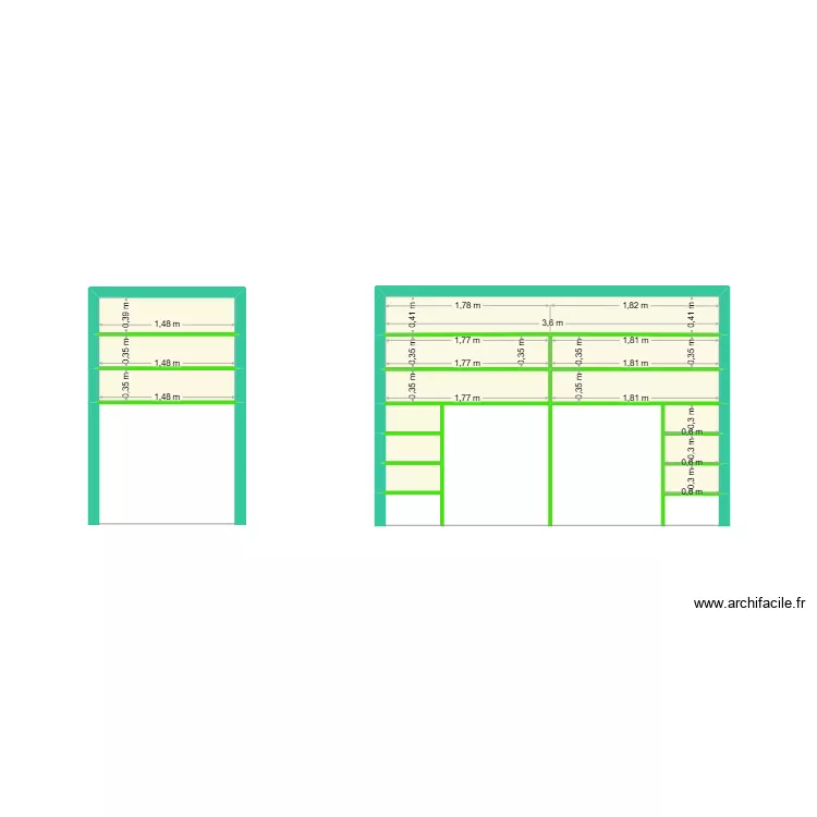 PLACARD SAGELAT bis. Plan de 14 pièces et 7 m²