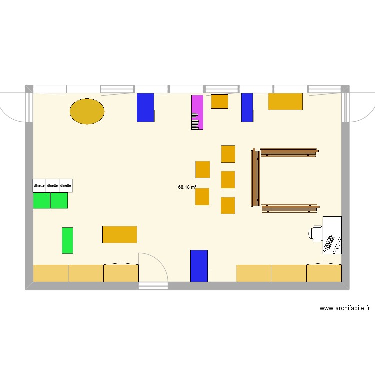 Classe GS2 DFRELAUT. Plan de 1 pièce et 68 m2