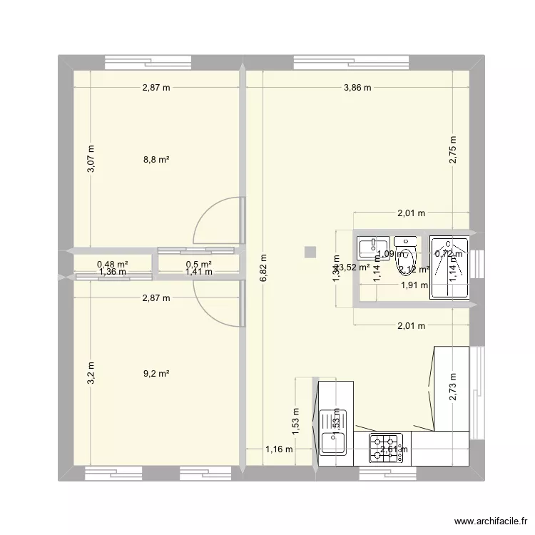 S+2. Plan de 6 et 45 m² S+2. Plan de 6 et 45 m²
