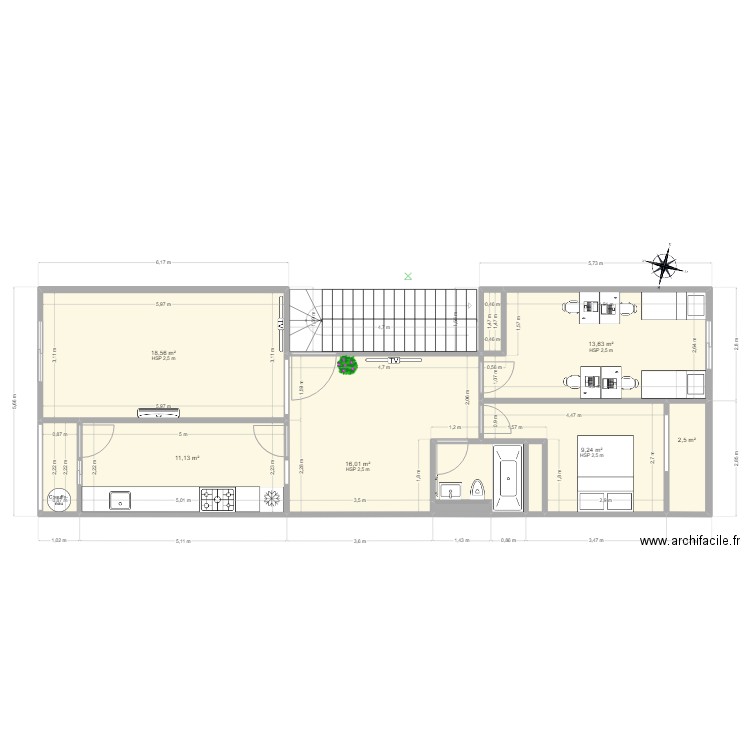 BAYAN 4. Plan de 11 pièces et 78 m2
