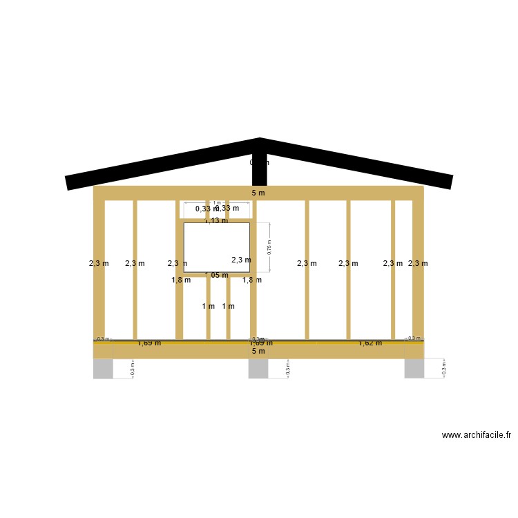 Mur latéral droit. Plan de 0 pièce et 0 m2