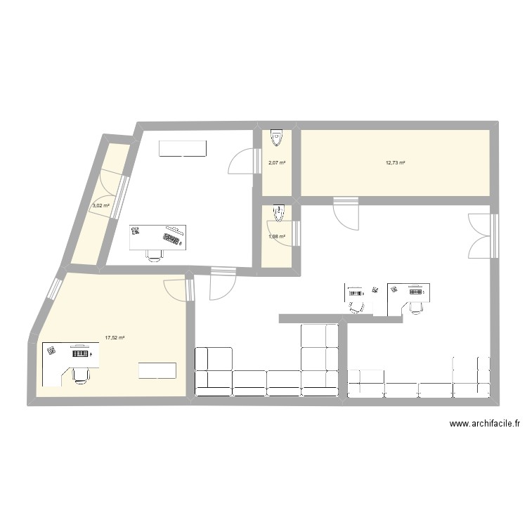 Proposition. Plan de 5 pièces et 37 m2