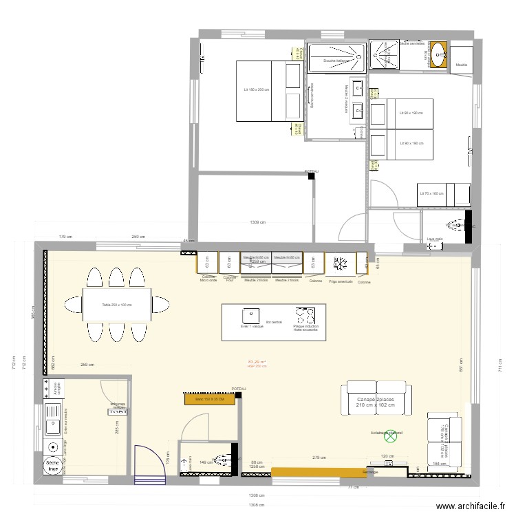 DERNIER PLAN HAUT.4/12. Plan de 1 pièce et 83 m2