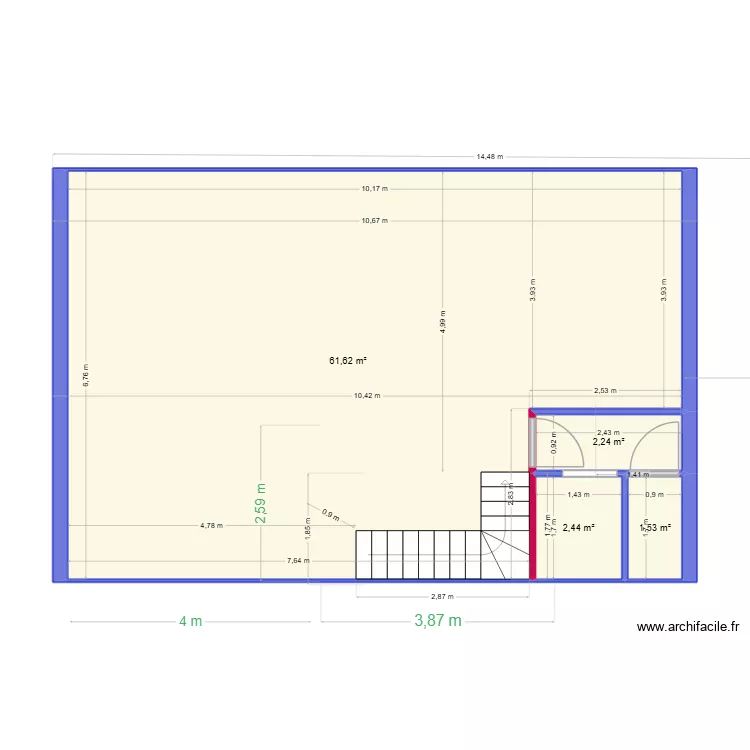 plan terrain 65 2eme &eacute;tage sans sdb. Plan de 4  et 68 m²