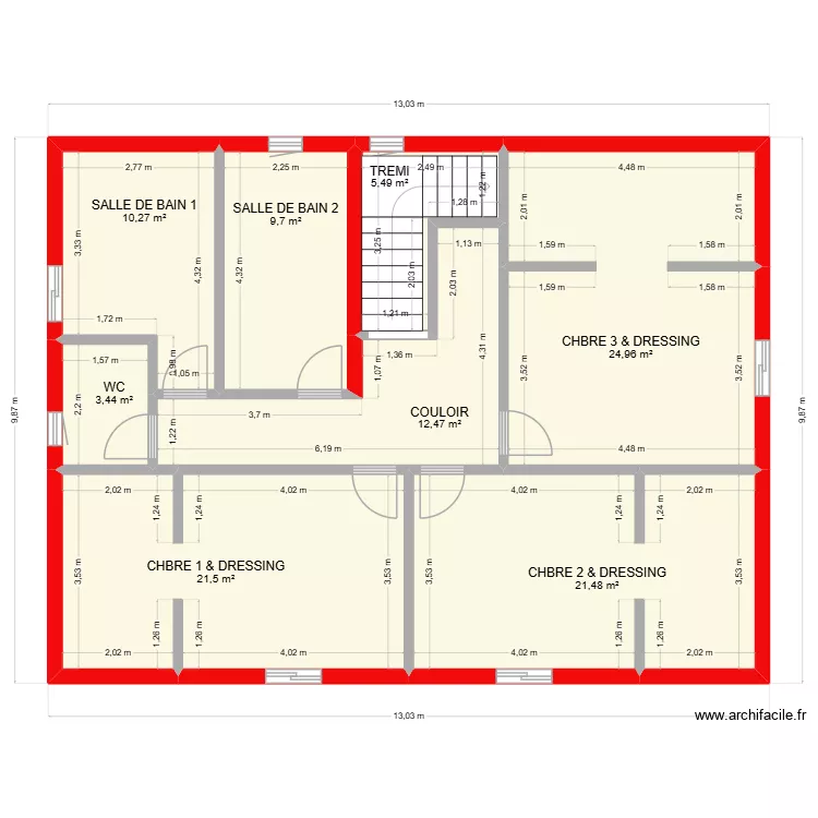 00 ETAGE A GARDER. Plan de 8  et 109 m²