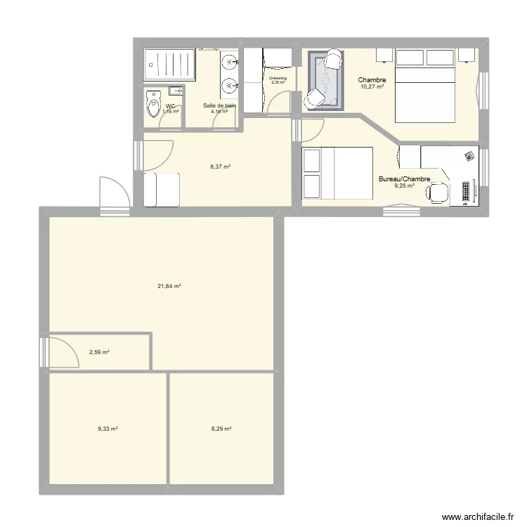 Bron - Extension 2. Plan de 10  et 77 m²