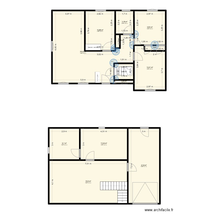 MAISON. Plan de 12 pièces et 149 m2