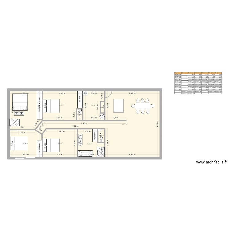 BADUPUC. Plan de 10 pièces et 136 m2