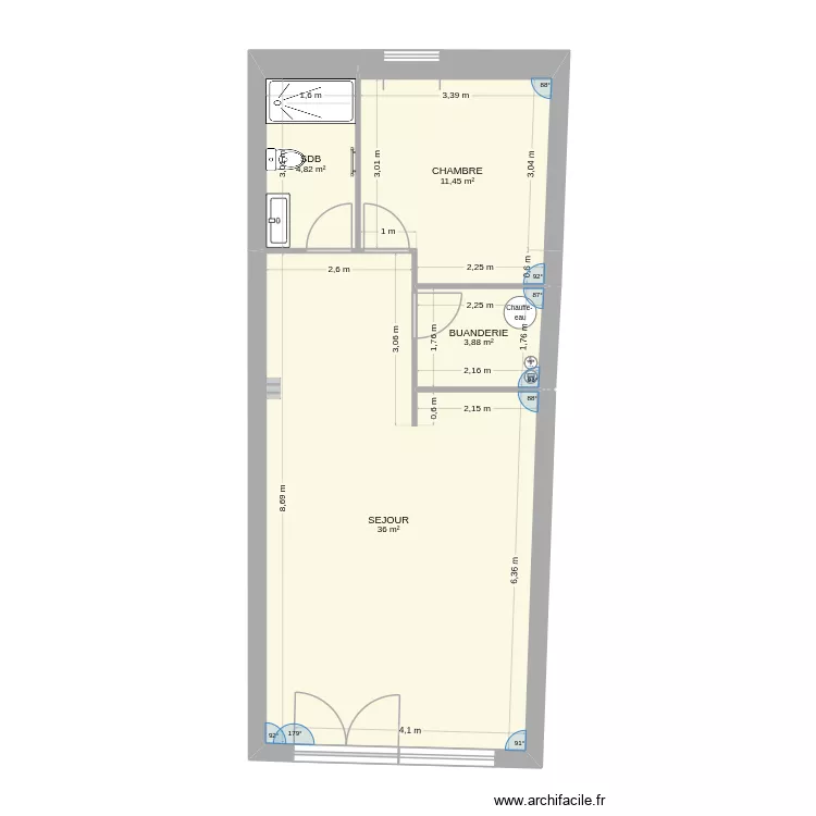 7 BIS. Plan de 4  et 56 m²