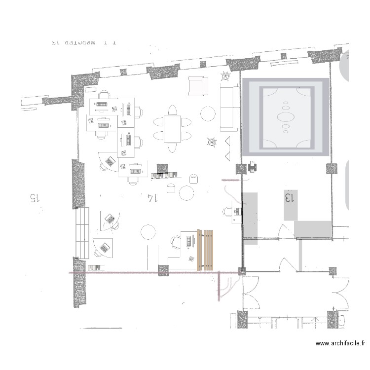 Bureau partagé. Plan de 0 pièce et 0 m2
