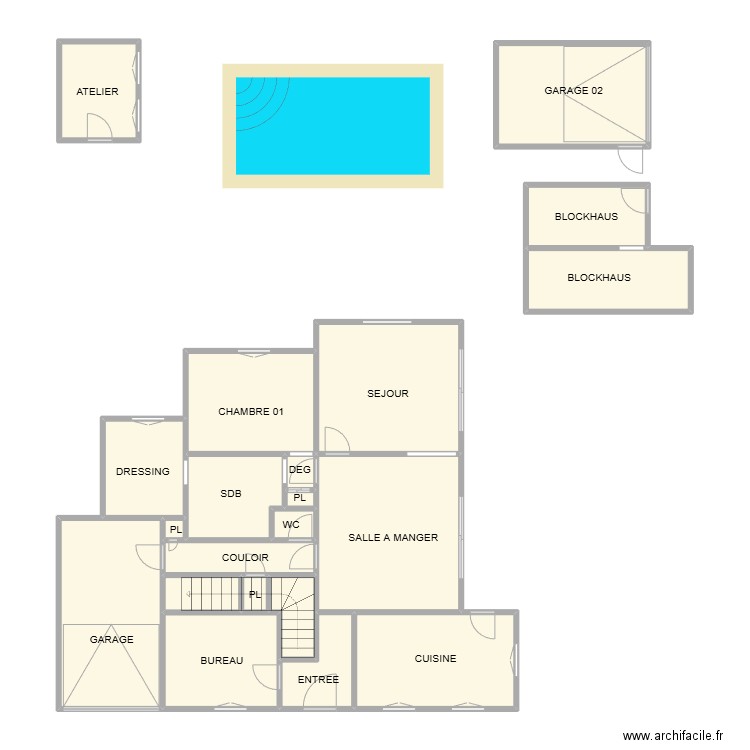 PLAN RDC MONTFRIN VILLA. Plan de 21 pièces et 99 m2