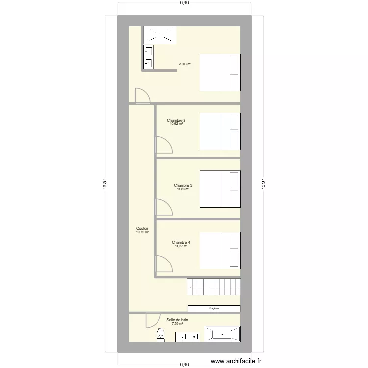 Monts. Plan de 6  et 81 m²
