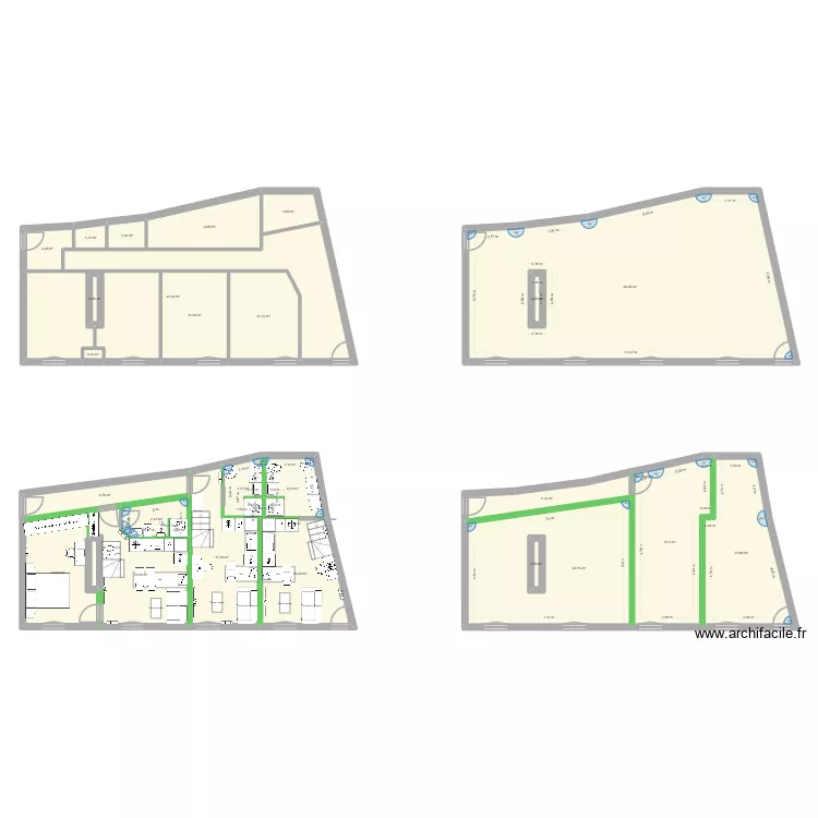 T2 gauche + 2 studio droite. Plan de 48 pièces et 653 m² T2 gauche + 2 studio droite. Plan de 48 pièces et 653 m²