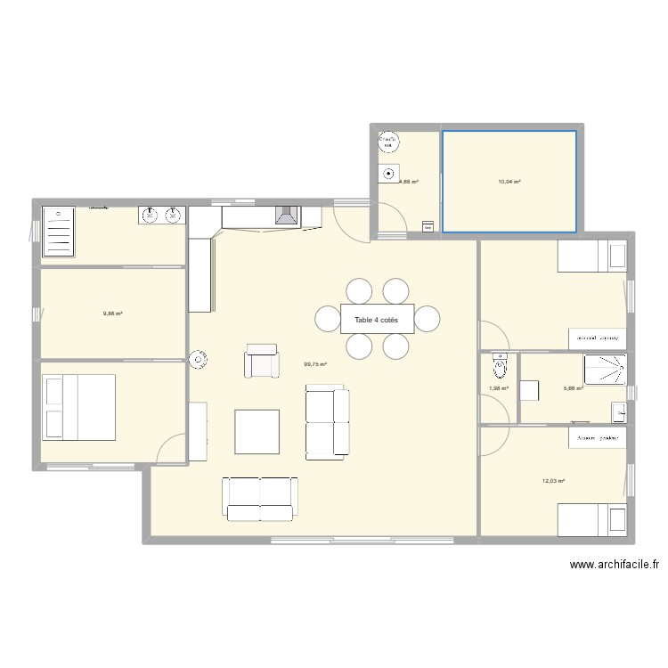 Maison . Plan de 7 pièces et 144 m2