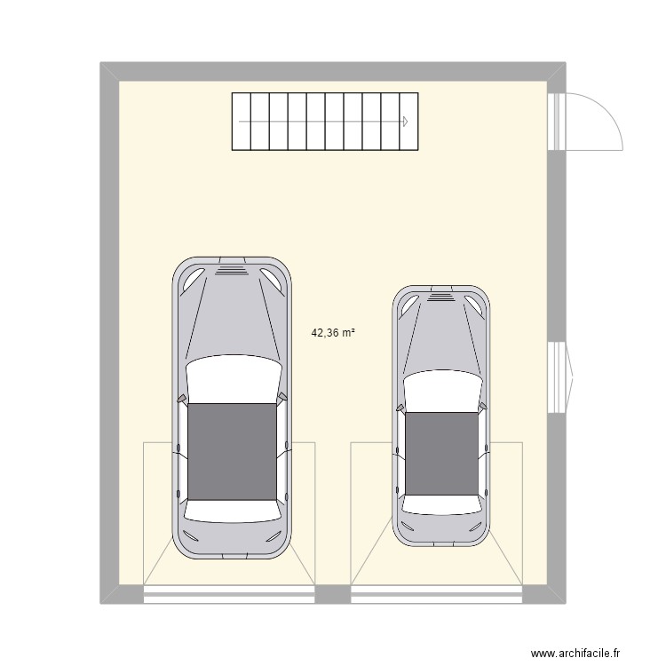 garage. Plan de 1 pièce et 42 m2