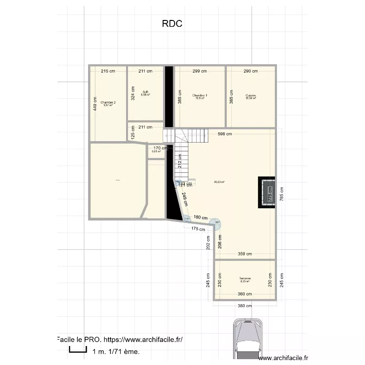 chambre. Plan de 1 pièce et 117 m²