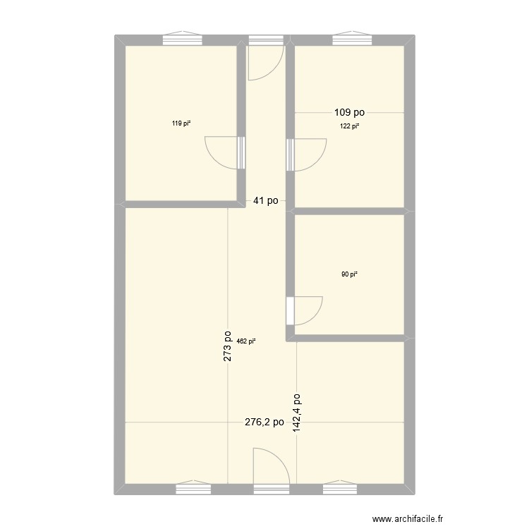 4646 - Modifs 2025. Plan de 4 pièces et 74 m2