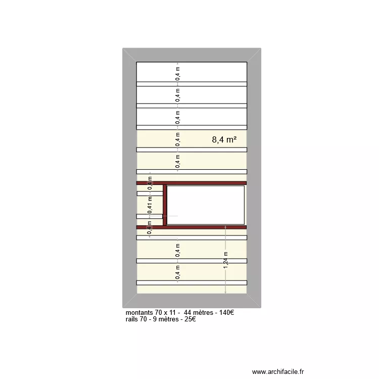 metr&eacute; plafond palier &eacute;tage. Plan de 