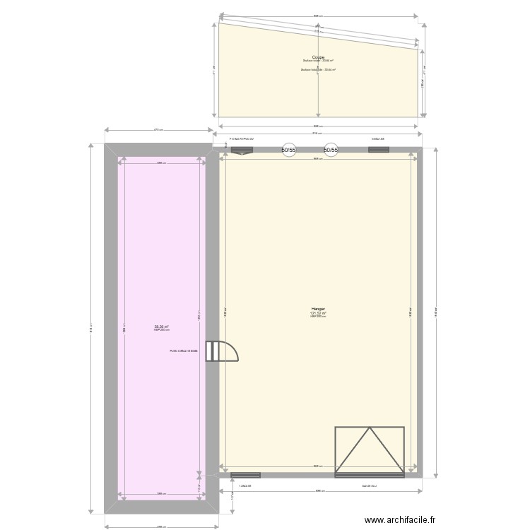 LOMBARD. Plan de 2 pièces et 180 m2