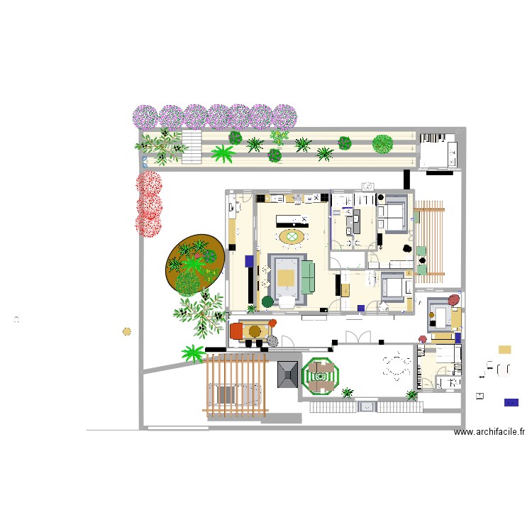 palmeras. Plan de 12 pièces et 166 m2