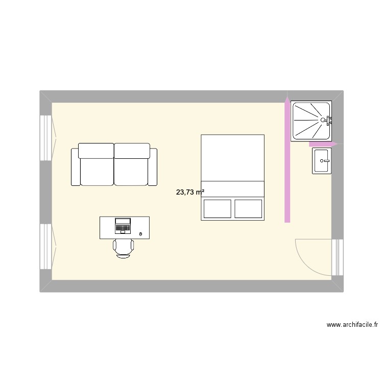 appartement 2. Plan de 1 pièce et 24 m2