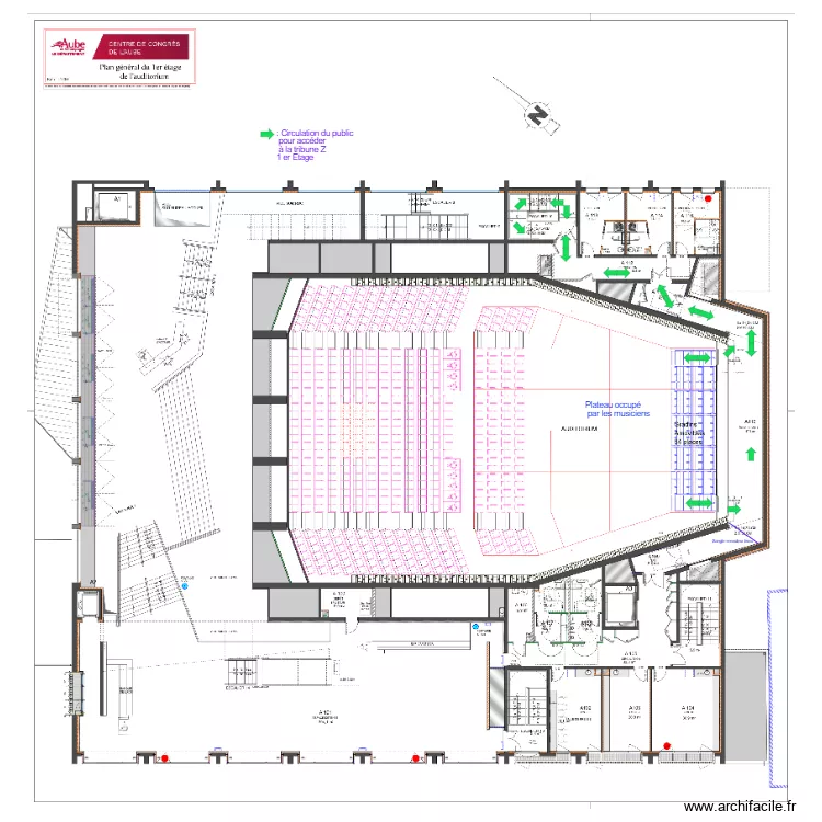 Auditorium Tribune Z 1er Etage pour public. Plan de 