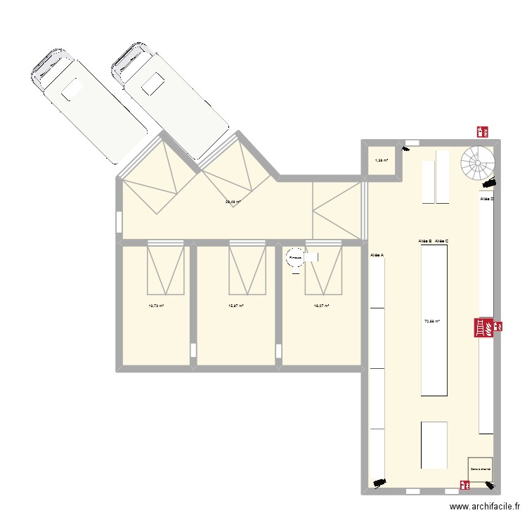 Plan entrpot A. Plan de 6 pièces et 147 m2