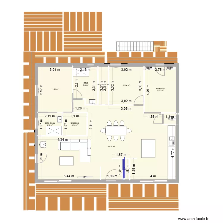 Noyer projet. Plan de 10  et 116 m²