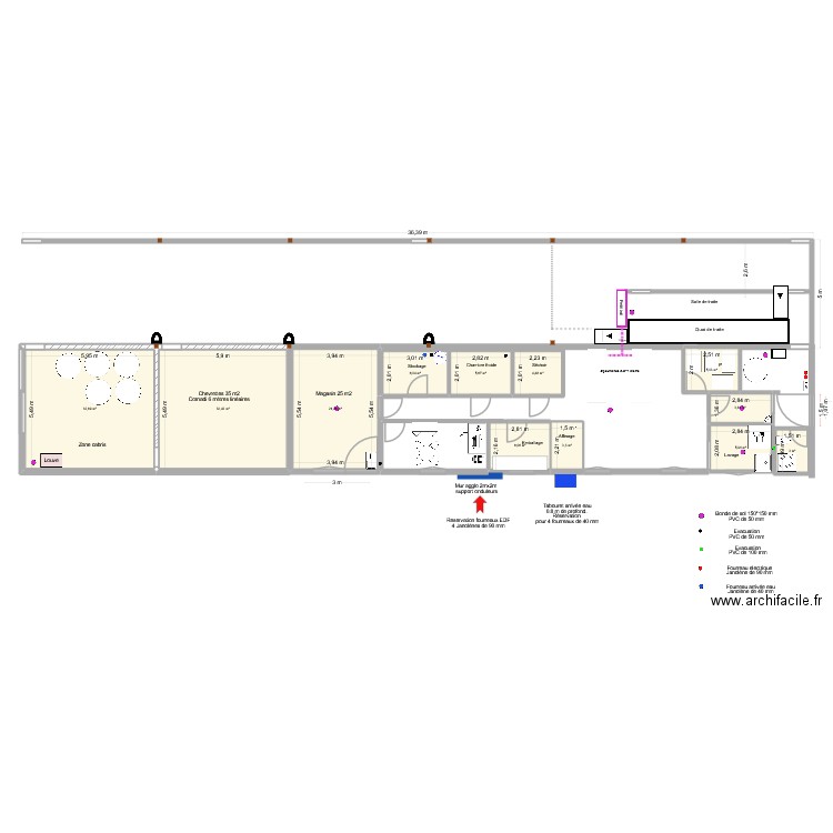 Fromagerie. Plan de 12 pièces et 130 m2